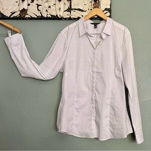 COPY - LTS White blouse with navy polka dots US18